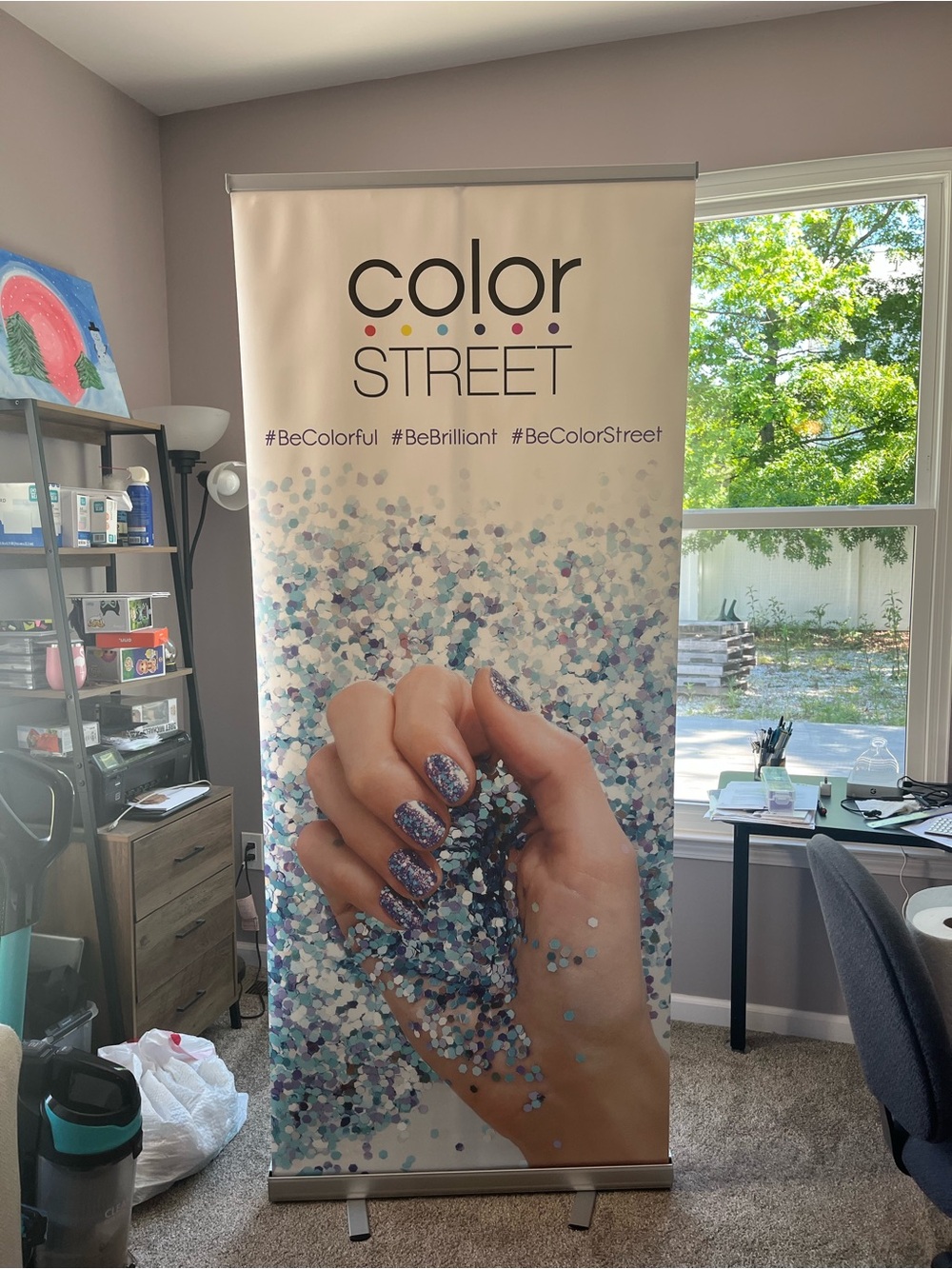 Color Street Glitter Nail Display - Blue & Silver Confetti
